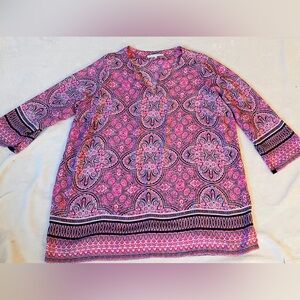 Violet + Claire Pink Boho Paisley Tunic Top Size 1X